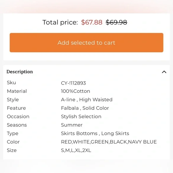 NWT Elegant Navy Blue Tiered 100% Cotton Skirt - Picture 9 of 9